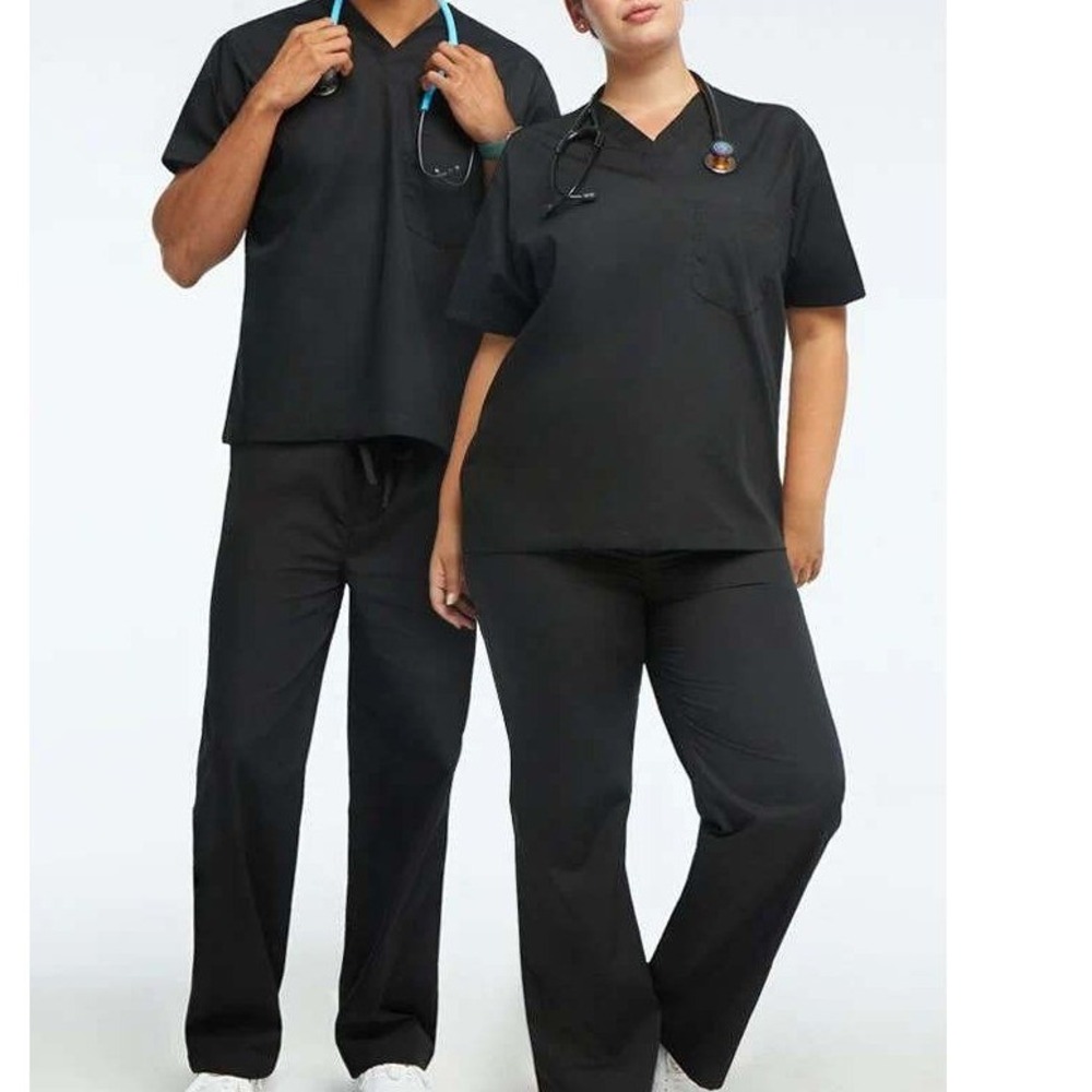 Dagacci Unisex‎ Scrub Set Black Cargo Pockets Poly Cotton Workwear Large